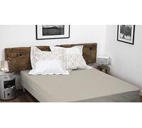 Home Linge Passion - Sábana Bajera 100% algodón - 57 Hilos cm² - Talla 180x200 cm - Beige Marfil - Gorro 35 cm - Tejido Apretado - Suave, Transpirable, Lavable