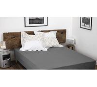 Home Linge Passion - Sábana Bajera 100% algodón - 57 Hilos cm² - Tamaño 90x190 cm - Gris Oscuro - Gorro de 25 cm - Tejido Apretado - Suave, Transpirable, Lavable - Home Ropa Pasion