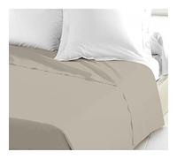 Home Linge Passion - Sábana Plana Lisa para 2 Personas, 100% algodón, Color Beige y Crema - 240 x 300 cm