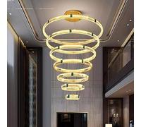 Home Living Decoration Vintage Pendant Ceiling Lamps Dining Room Chandelier Indoor Lighting Hanging Light Fixture (7 Rings,Gold_Cold White)