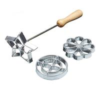 KitchenCraft Juego de plancha para gofres y molde para galletas con roseta sueca, metal, 4 piezas