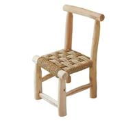 Home Maison Chaise Enfant Style Japandi Silla, Madera de Laurel Crudo Fibra de Palmera Doum, Natural, 45 x 25 x 25 cm