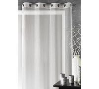 Home Maison - Visillo Liso con Hilos de Lurex - Poliéster - Transparente y Decorativo para salón y Dormitorio - Listo para Colocar con Ojales, 140 x 260 cm - Beige
