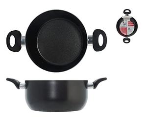 Home Maitre Casseruola Antiaderente con 2 Manici, Alluminio, Antracite/Nero, 22 cm