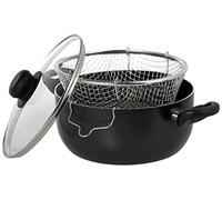 Home Maitre Friggitrice Antiaderente con Coperchio in Vetro, Alluminio, Antracite, 24 cm