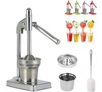 Home Manual Citrus Juicer - Small Cast Iron Juicer Hand Press for Orange, Lemon & Lime, Easy Use, Quick Clean, No Electricity, Compact Design for Kitchen, Apartment & Dorm (Silver)