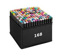 Home Markt24 Juego de 168 rotuladores de alcohol de doble cara + bolsa - Duradero, resistente al agua, perfecto para artistas y libros para colorear
