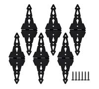 HOME MASTER HARDWARE Bisagras de puerta de madera para vallas de madera, resistente, 8 pulgadas, bisagra decorativa negra con tornillos (paquete de 6)