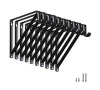 HOME MASTER HARDWARE Estante de armario resistente y soportes para barra, paquete de 10, soporte de estante de armario montado en la pared con gancho, soporte negro de 10-3/4 pulgadas con tornillos