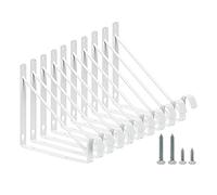 HOME MASTER HARDWARE Paquete de 10 soportes resistentes para estante de armario y barra, soporte ajustable de pared con soporte de barra para almacenamiento de estante y barra de armario, color blanco
