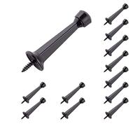 HOME MASTER HARDWARE Paquete de 12 topes rígidos y resistentes para puerta, tope de puerta de 3 pulgadas con acabado negro mate y punta de plástico para protección de paredes y puertas