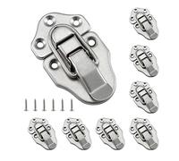 HOME MASTER HARDWARE Paquete de 8 pestillos de pico de pato con tornillos para joyero, caja ordinaria, caja de madera, decoración de muebles, acabado de níquel satinado