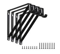 HOME MASTER HARDWARE Soportes de barra para estantes de armario resistentes, soporte de pared para estantes con soporte de barra, negro con tornillos (pack de 4)