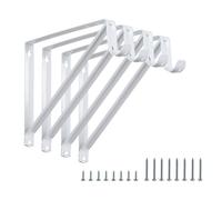 HOME MASTER HARDWARE Soportes de barra resistentes para estante de armario (paquete de 4), soporte de pared de 28 x 24 cm, con gancho, color blanco, con tornillos