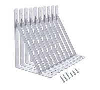 Home Master Hardware - Soportes en L para estante de 12 pulgadas x 8 pulgadas, resistentes, soporte de esquina, junta de ángulo recto, color blanco con tornillos, paquete de 10