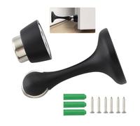 HOME MASTER HARDWARE Topes magnéticos para puerta, negro mate, 1 juego, adecuados para montaje en pared y suelo, tornillos fuertes imanes para mantener la puerta abierta