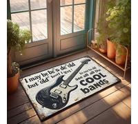 Home Mats For Front Door Vintage Guitar Sign: 'I May Be Old, But I Got To See All The Cool Felpudo para puerta delantera, alfombra interior y exterior (65 x 90 cm)