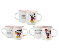 Home Mickey y Minnie Xmas 7312568 - Juego de 6 tazas de porcelana de hueso, 330 cc, para Navidad, Navidad