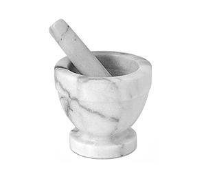 Home Molcajete con Pilón, Marmol, Blanco/Gris, 12 cm