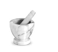Home Mortaio con Pestello, Marmo, Bianco/Grigio, 10 cm