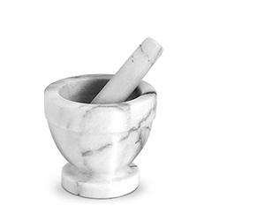 Home Mortaio con Pestello, Marmo, Bianco/Grigio, 10 cm