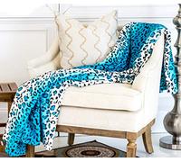 Home Must Haves Manta de Felpa Estampado de Jirafa de Cebra, para Todas Las Estaciones, Extra Suave, cálida y acogedora, tamaño Queen, Leopardo Turquesa