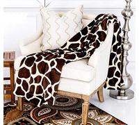 Home Must Haves Ultra Soft Micro Plush Manta de Franela para Cama (Queen 80 x 80 Pulgadas, Estampado de Piel de Jirafa), Poliéster, marrón