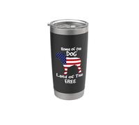 Home Of The Dog Land Of The Free American Bulldog 4th July Vaso térmico de acero inoxidable de doble pared
