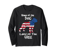 Home of The Dog Land of The Free Boston Terrier Dog 4th July Manga Larga