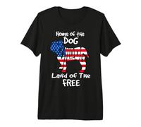 Home of The Dog Land of The Free Bulldog Dog 4th July Camiseta Premium