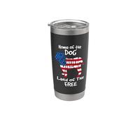 Home Of The Dog Land Of The Free Bulldog Dog 4th July Vaso térmico de acero inoxidable de doble pared