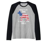 Home of The Dog Land of The Free German Shepherd 4th of July Camiseta Manga Raglan