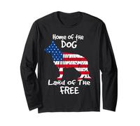 Home of The Dog Land of The Free German Shepherd 4th of July Manga Larga