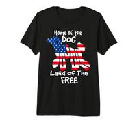 Home of The Dog Land of The Free Poodle Dog 4th of July Camiseta Premium