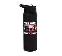 Home Of The Free Because Of The Brave American Flag Stainless Steel Insulated Water Bottle