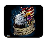 Home of The Free Because of The Brave Purple Heart Eagle American Flag - Alfombrilla de mouse fina de perfil bajo