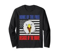 Home Of The Free Because Of The Brave USA Aguila Bandera Manga Larga