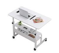 Home Office Computer Desk Small Study Writing Desk with Wooden Storage Shelf 2-Tier Industrial Laptop Table with Splice Board Blue (White)