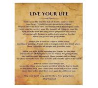 Home Office Decor Poster Live Your Life Motivational Poem