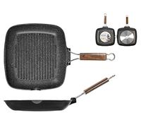 Home Piedra Carmela Antiadherente con Mango desplegable, Piedra, Negro, 28x28 cm