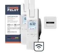 Home Pilot Juego de persiana enrollable: 2 bobinadores de correa RolloTron premium Smart + pulsador de pared inteligente para mando a distancia del enrollador de cinturón eléctrico