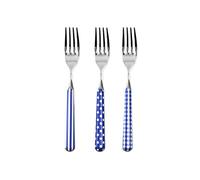 Home Provence - Juego de 6 tenedores para mesa de acero inoxidable, decoración azul