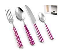 Home Provence Servicio de Cubiertos, Mango Decorado, Acero, Lila, 24 Piezas