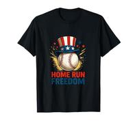 Home Run Freedom Arte patriótico de béisbol Camiseta