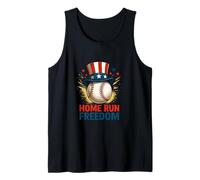 Home Run Freedom Arte patriótico de béisbol Camiseta sin Mangas