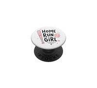 Home Run Girl Softball Player Pink Bat Sports Lover Design PopSockets PopGrip Adhesivo