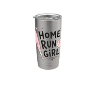 Home Run Girl Softball Player Pink Bat Sports Lover Design Vaso térmico de acero inoxidable de doble pared