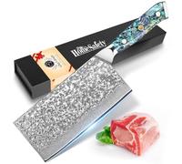 Home Safety Cuchillo de Cocina Chino Damasco, 19.5 cm Cuchillo de Nakiri Profesionales, Cuchillos Cocina VG10 de Acero Damasco, Mango de concha de abulón, estuche de regalo