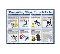 Home Safety Poster Prevent Slips Trips and Falls Canvas Wall Art for Bathroom Kitchen Elderly Care Room Decor(Framed,08X12inch(20X30cm))