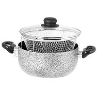 Home Salt N'Pepper Freidora Antiadherente con Tapa, Aluminio, Negro/Gris, 24 cm